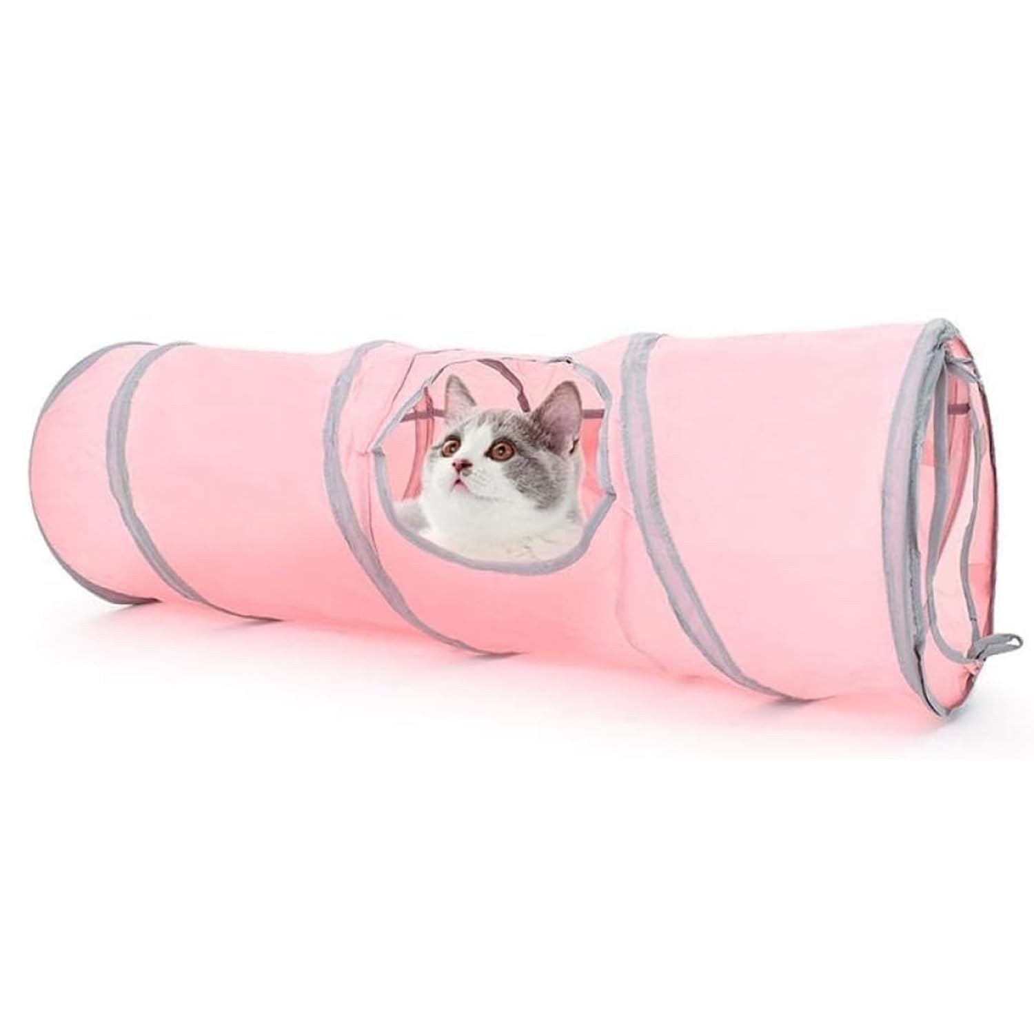 Emily Pets 2 Way Cat Tunnel Pet Play Tube  Collapsible Tunnel For Small Pet, Cat, Kitty, Doggy, Rabbit (Pink)