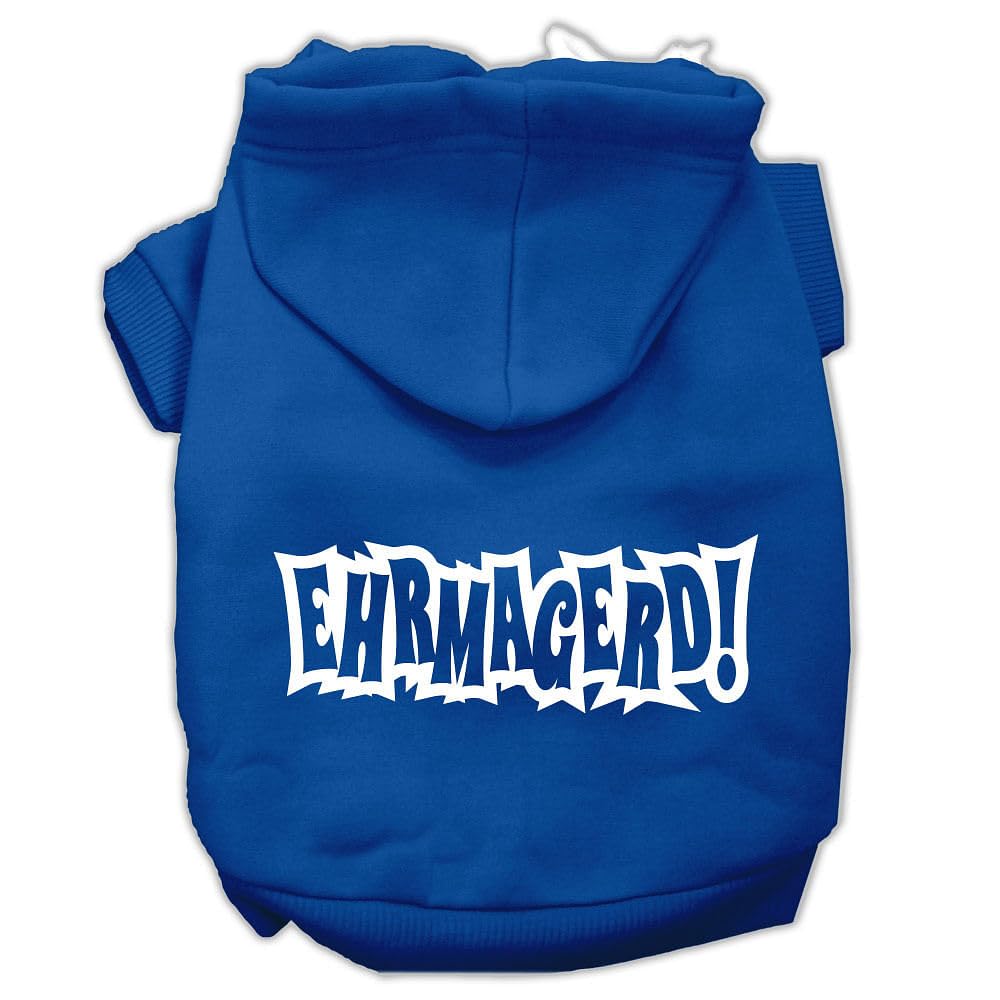 Pet, Dog & Cat Hoodie Screen Printed, 'Ehrmagerd' Blue Xs (0-3 Lbs.)