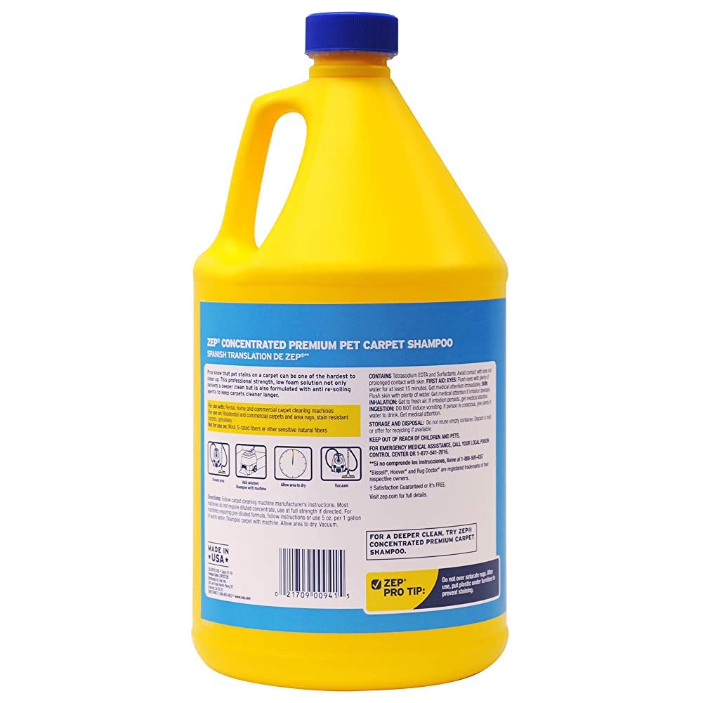 Zep Premium Pet Carpet Shampoo - 1 Gallon (Case Of 2) Zuppc128 - Concentrated Pro Formula Removes Tough Pet Stains And Odors