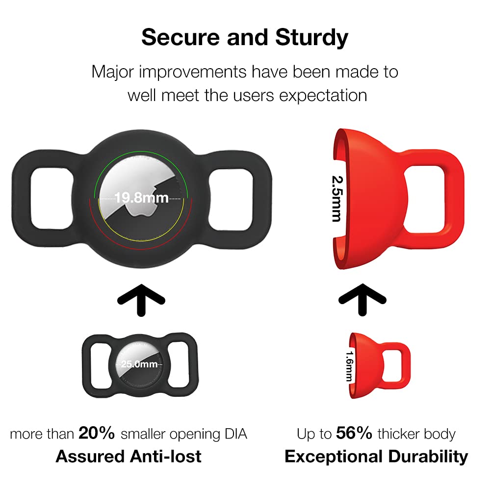 Whalezon Airtag Cat Collar Holder, Small Air Tag Dog Collar Holder Compatible With Apple Tag, Anti-Lost Pet Tracker Cases Fit On