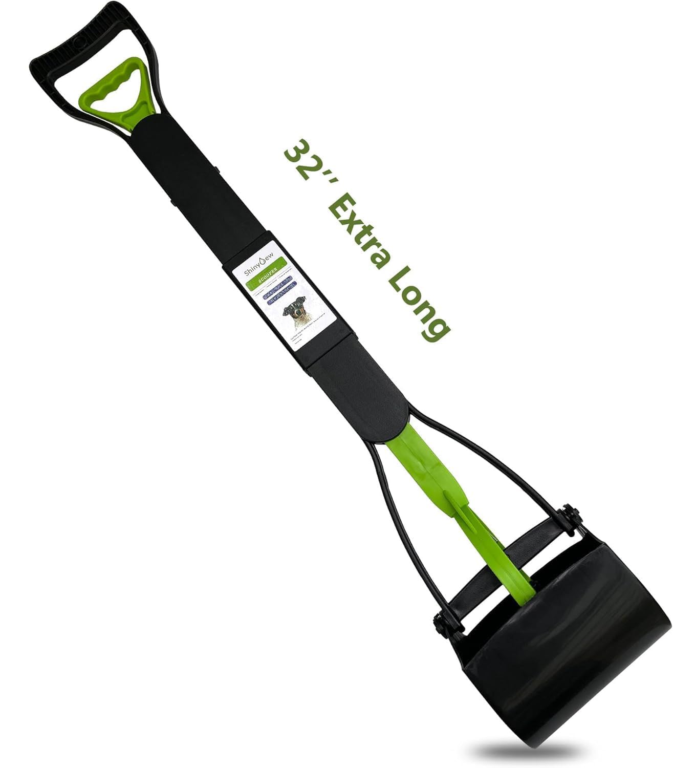 Shinydew 32'' Pooper Scooper For Large Medium Small Dogs, Extra Long Handle Heavy Duty Poop Scoop, Foldable Dog Poop Picker Uppe