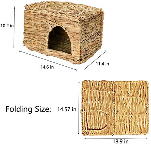 Tfwadmx Rabbit Grass House 2Pcs, Extra Large - Natural Hand Woven Seagrass Play Hay Bed, Hideaway Hut Toy For Bunny Hamster Guin