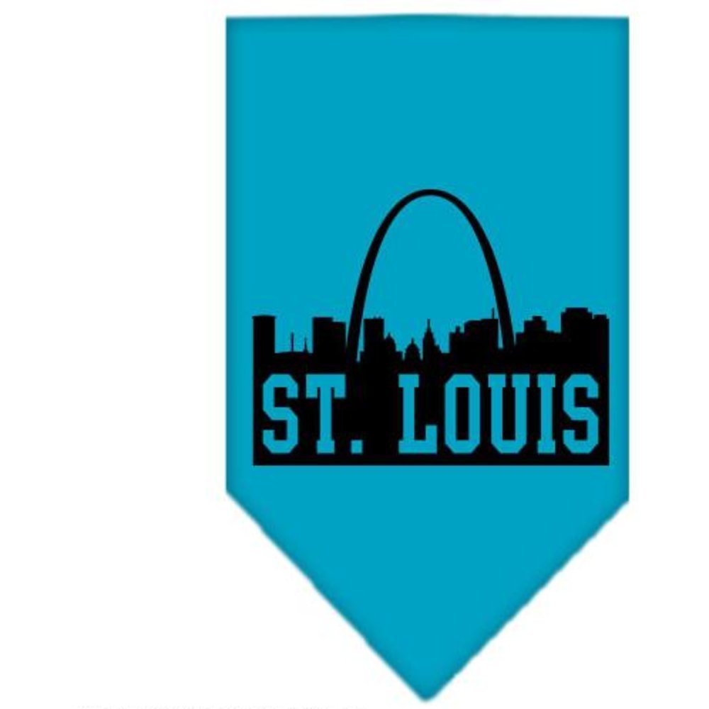 Pet and Dog Bandana Screen Printed, &quot;St. Louis Skyline&quot; Turquoise Small