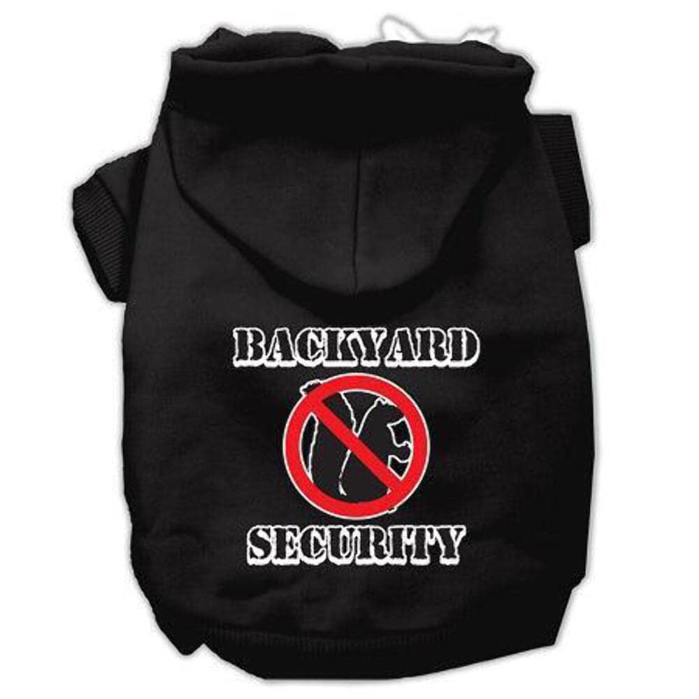 Pet, Dog & Cat Hoodie Screen Printed, 'Backyard Security' Black Xl (14-20 Lbs.)