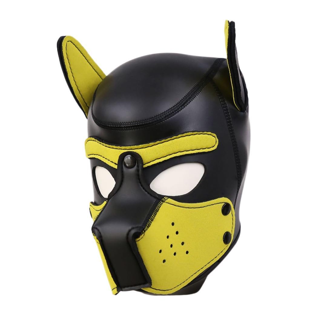 Quyuwowo Neoprene Dog Full Face Puppy Mask Removable Halloween Dog Head Mask With Collar,Armband And Shoulder Strap