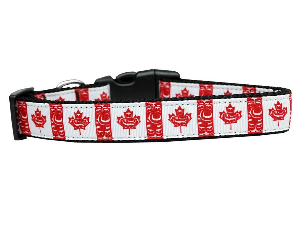 Pet Dog & Cat Nylon Collar or Leash, &quot;Canadian Flag In Swirls&quot; MD Collar