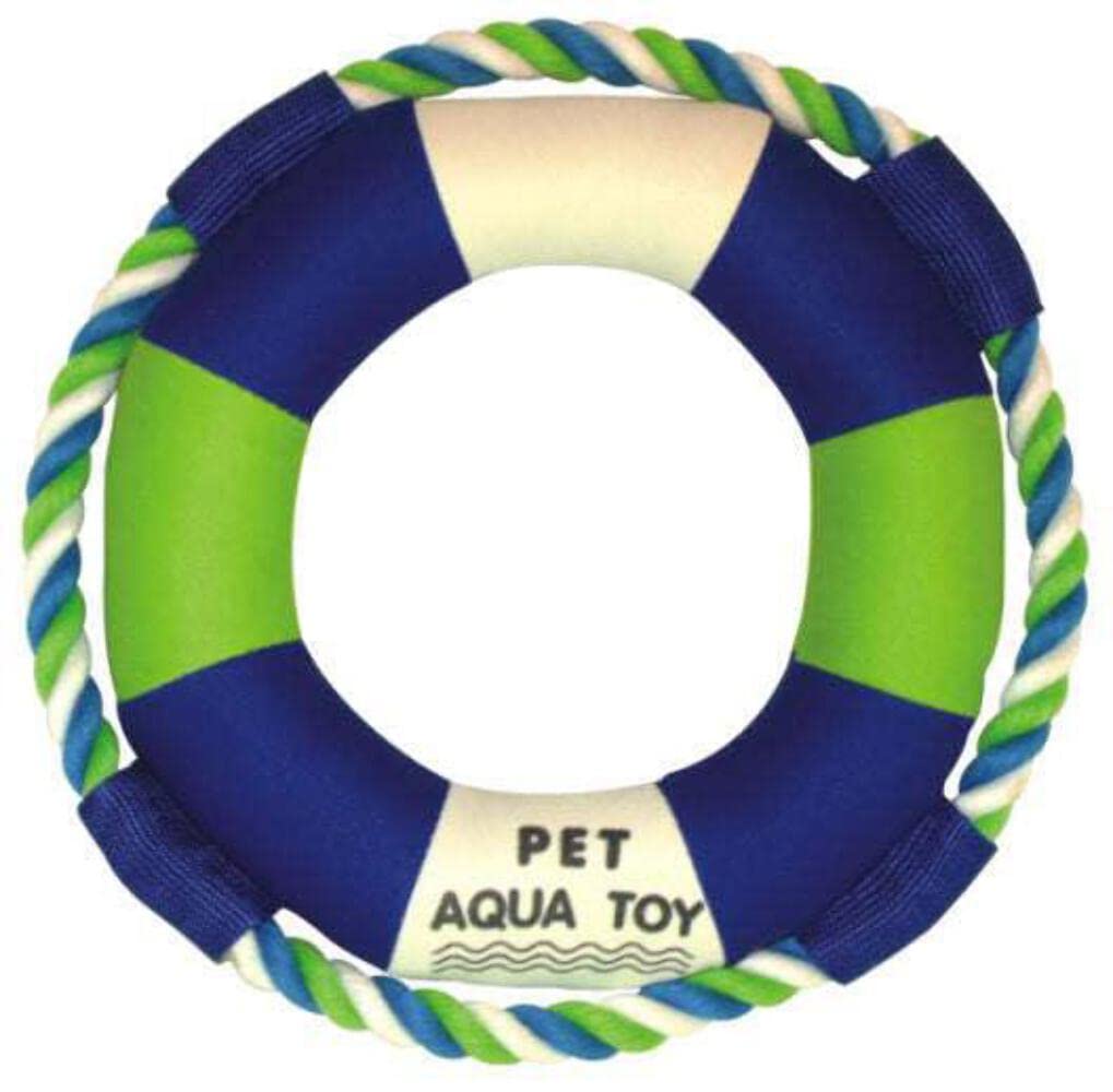 Pet Life Life Raver Rounded Squeaking And Jute Rope Floating Dog Toy, Blue