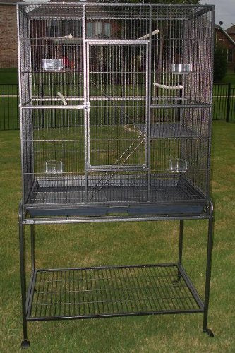 64' Extra Large Wrought Iron Tight 1/2-Inch Bar Spacing 4-Levels Ferret Chinchilla Sugar Glider Rats Metal Chew-Free Cage Easy To Clean Pull Out Tray With Removable Rolling Stand