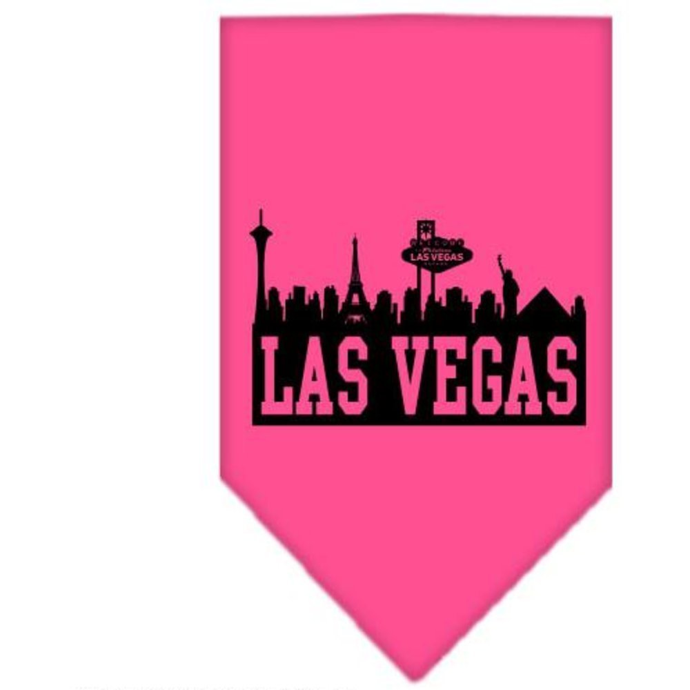 Mirage Pet Products Las Vegas Skyline Screen Print Bandana, Small, Bright Pink
