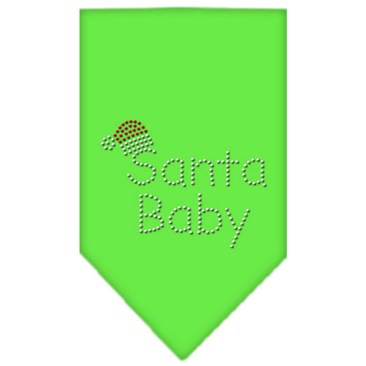Christmas Pet and Dog Bandana Rhinestone, Santa Baby Lime Green Large