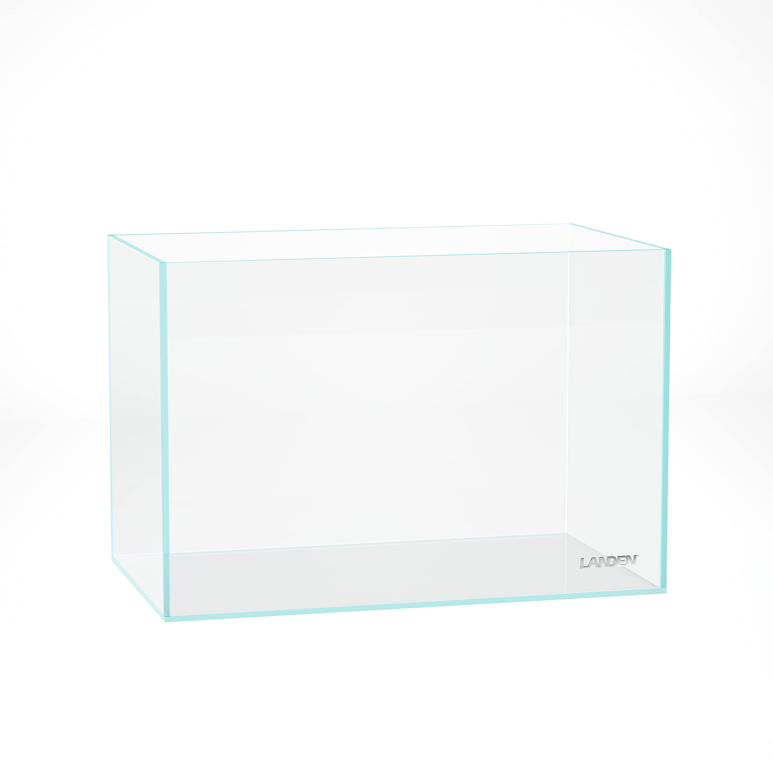 Landen 45P 10 Gallon Rimless Low Iron Aquarium Fish Tank,W17.7  D11.8  H11.8 in(45x30x30cm) 5mm Thickness with Nano Foam Levelin