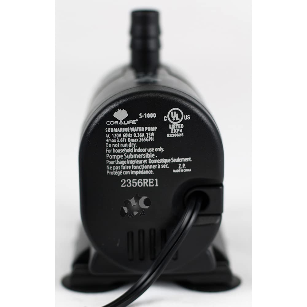 Coralife BioCube 29 & 32 Replacement Filtration Pump - Black, Stainless Steel, Model S-1000