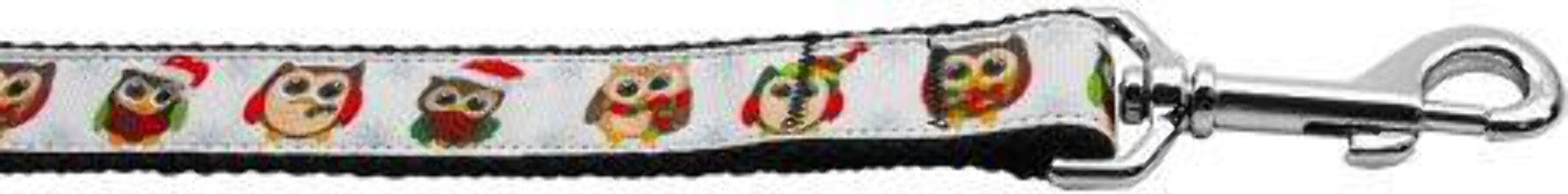 Christmas Pet Dog & Cat Nylon Collar or Leash, &quot;Snowy Owls&quot; 3/8&quot; wide 6 ft Leash