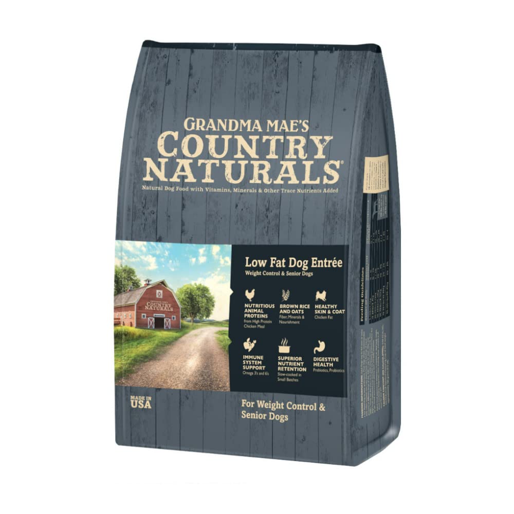 Grandma Maes Country Naturals Dry Dog Food, Weight Control & Senior Dog Formula, Chicken & Brown Rice, Slow Cooked & Nutrient De