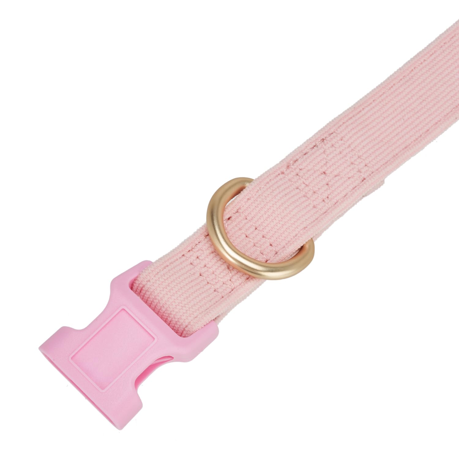 Petiry Soft Corduroy Fibric Dog Collar, Quick Side Release Buckle, for Large Dogs(Light Pink,Large:17-26'')