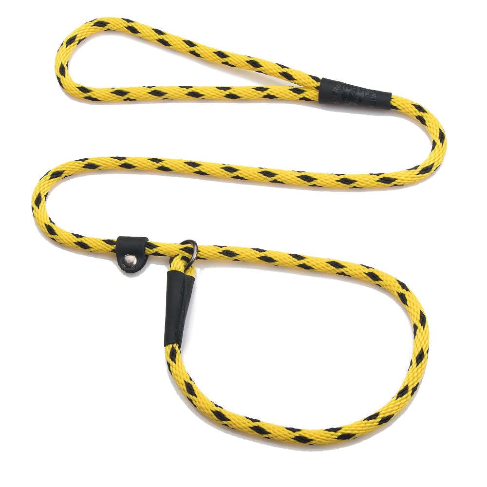 Mendota Pet Slip Leash - Dog Lead And Collar Combo - Made In The Usa - Black Ice Yellow, 3/8 In X 6 Ft - For Small/Medium Breeds