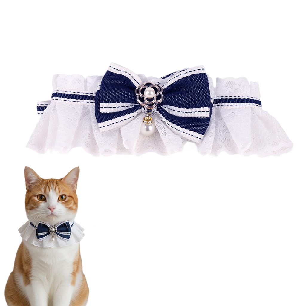 Qpets Delicate And Cute Lace Dog Bandana, Adjustable Pet Bib With Bow Collars Floral Vintage Decorative Cat Collar Bandana Patte