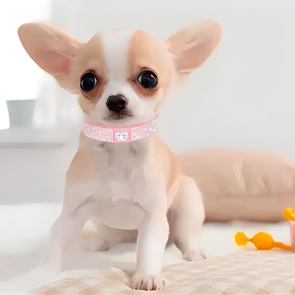 Bling Dog Collars For Small Dogs, Xs Dog Collar Girl, Rhinestone Puppy Collar Diamond Bling Pretty Jewel Glitter Sparkly Cat Pet