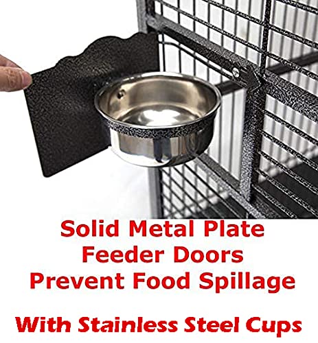 Mcage 64 Extra Large BlackVein Corner Flight Bird Cage for Parrots, Cockatiels & Budgies with Metal Seed Skirts & 1/2-Inch Bar Spacing