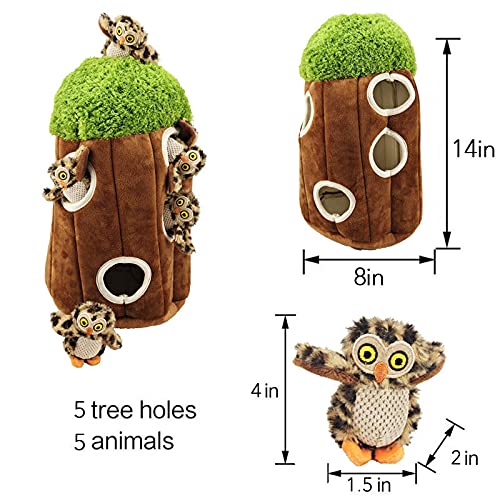 Glow Pups Dog Toy Tree With Hide And Seek Plush Toys, Owl Dog Toy, Dog Squeaky Toy, Puzzle Toy For Small And Medium Size Dogs, Dog Toy With Squeaker, Multipack Dog Toy (Tree With Owls, Large)
