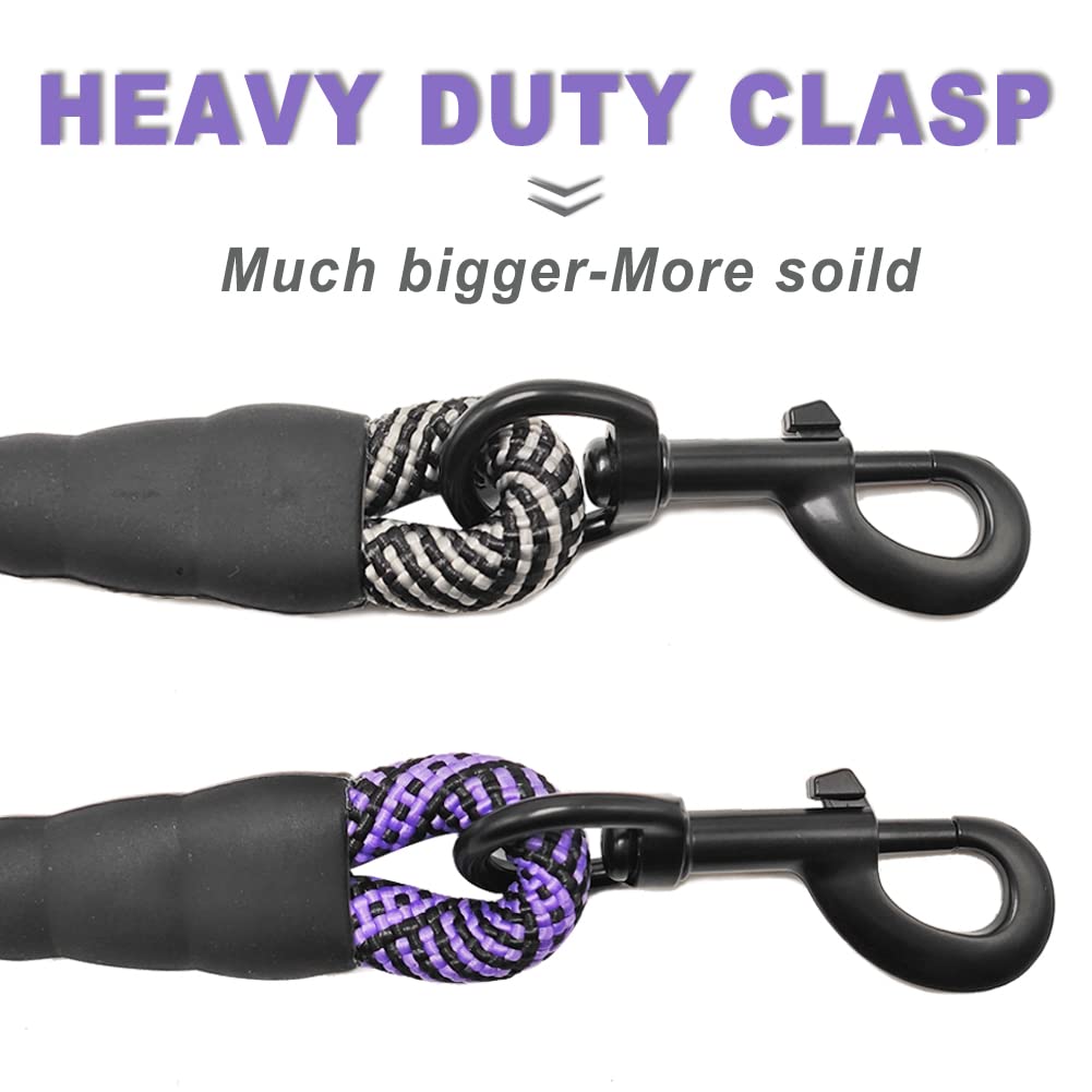 Mycicy 2Ft Rope Dog Leash, 2 Pack Strong Nylon Short Dog Leash With Comfortable Padded Handle, Easy Control And Walking Traffic Leash For Large And Medium Dogs (Black+Purple)
