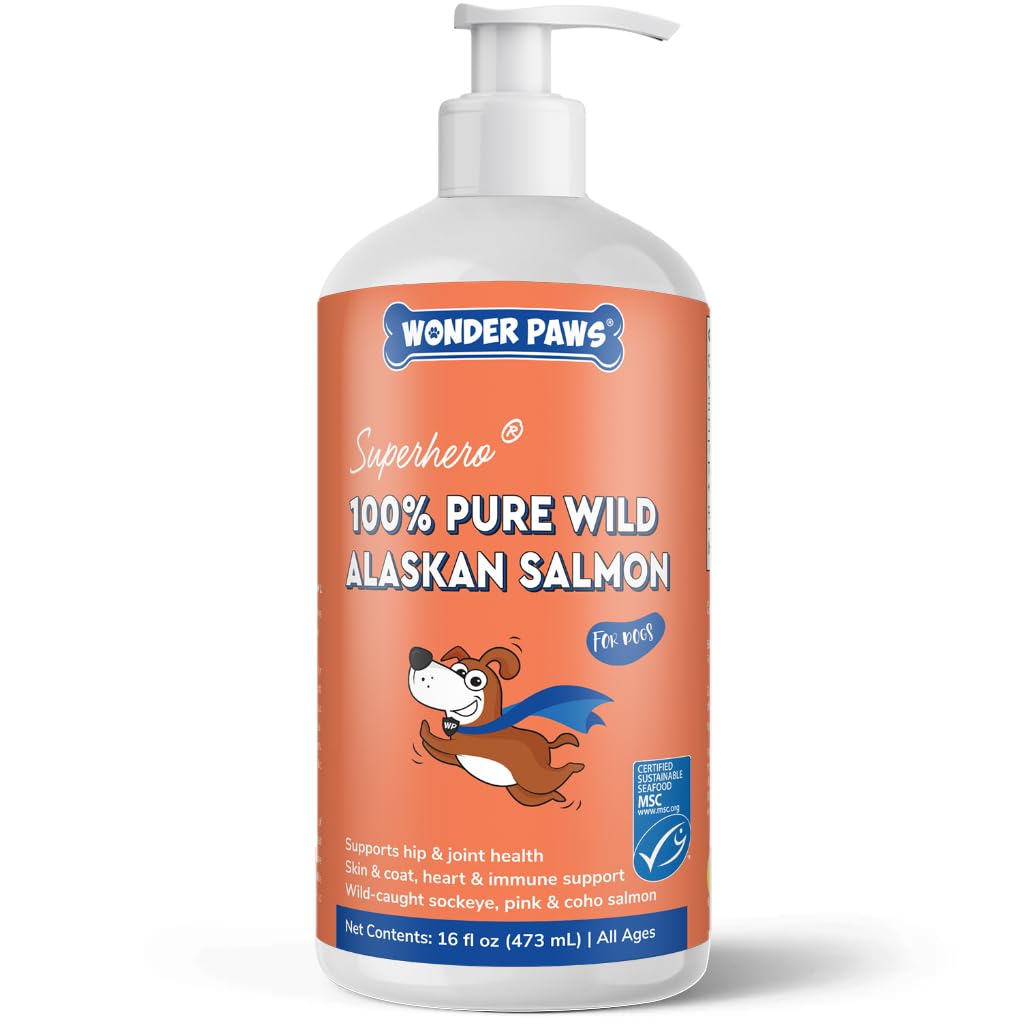 Premium Wild Alaskan Salmon Oil for Dogs - MSC Certified Wild Alaskan Fish Oil for Skin & Coat, Hip & Joints, Allergies & Itchy 