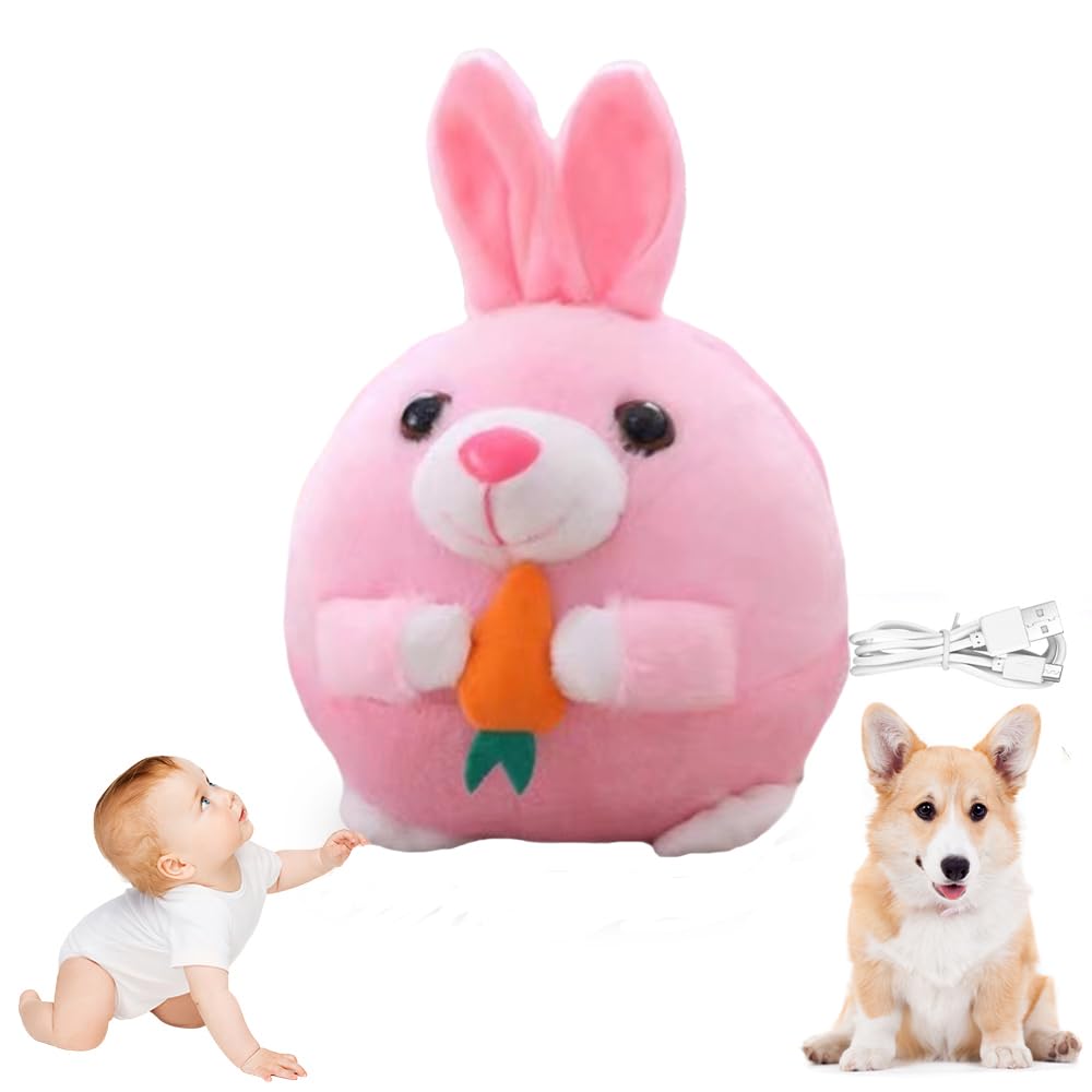 Anysent Active Moving Pet Plush, Interactive Dog Puppy Toy, Squeaky Rabbit, Cartoon Animal Ball, Electronic Hamster Rechargeable