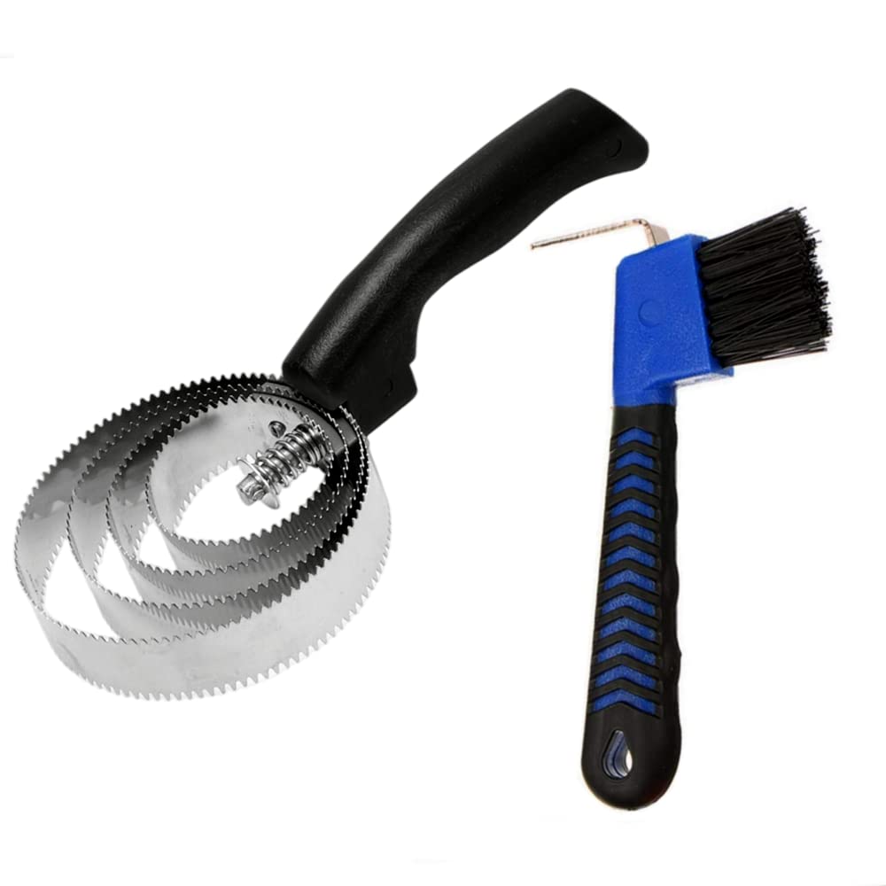 Whzazgw Stainless Steel Horse Brush,Reversible Stainless Steel Curry Comb,Includes Horse Hoof Pick Brush With Soft Touch Grip