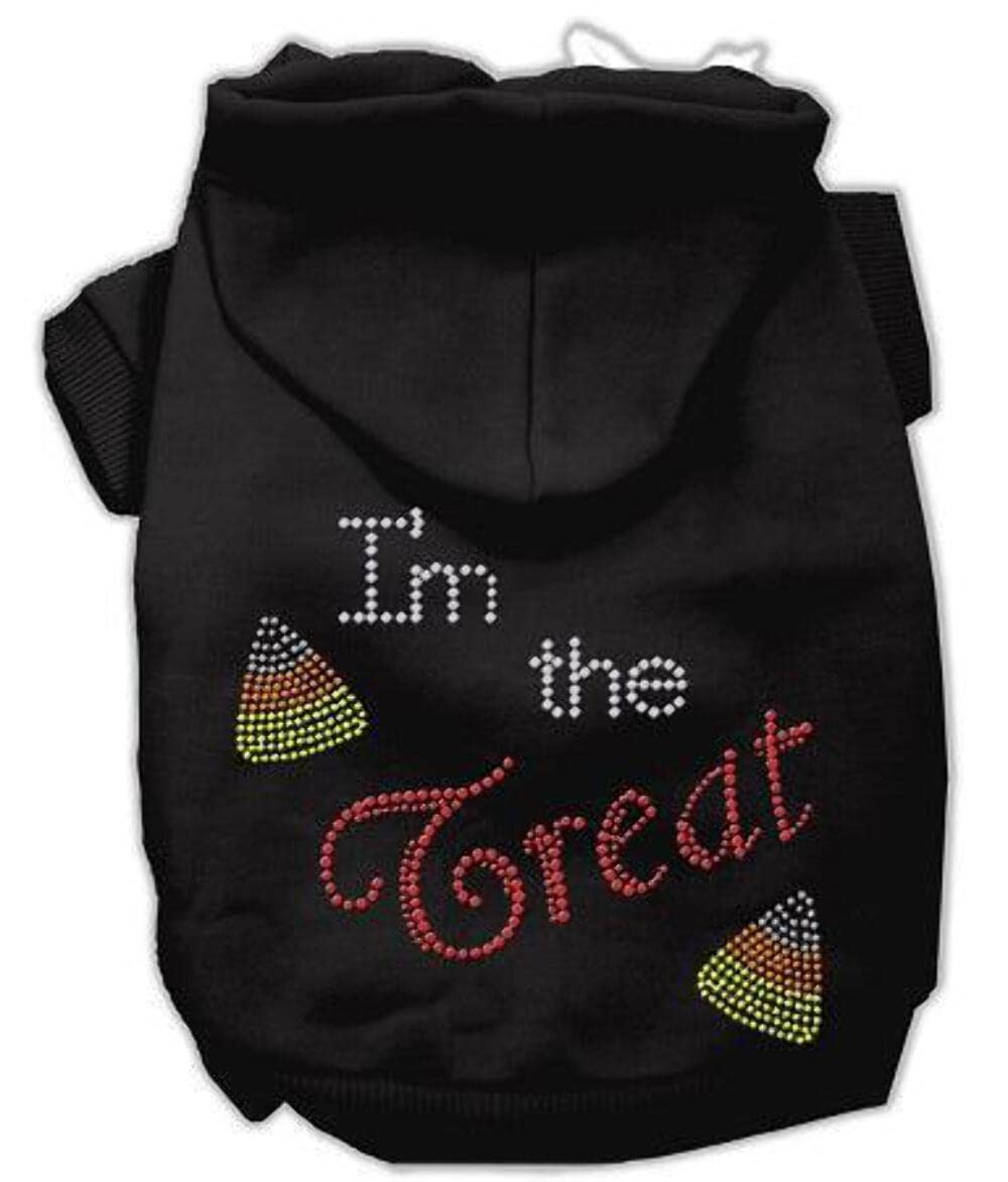 Mirage Pet Products 8' I'M The Treat Rhinestone Hoodies, X-Small, Black