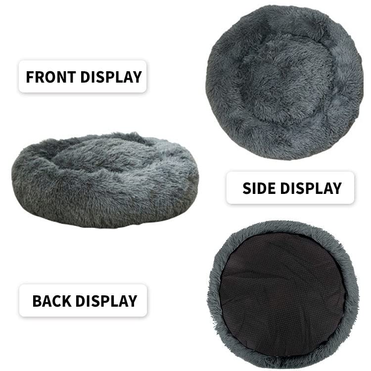 Dog Bed For Small Medium Large Dogs, 30 Inch Calming Dogs Bed, Washable-Round Cozy Soft Pet Bed For Puppy And Kitten With Slip-R