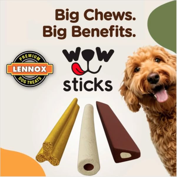 Wow XL Sticks 9.5 Peanut Butter Dental Stick Dog Chew Treat | Omega 3 & 6 Added | Keeps Gums & Teeth Healthy | 4.23 Ounces - 3 P