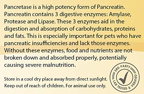 CK Formulations | Pancretase Digestive Enzymes | 10x Pancreatin | Pancreatin for Dogs and Cats | Pancreatic Enzyme | Great for P