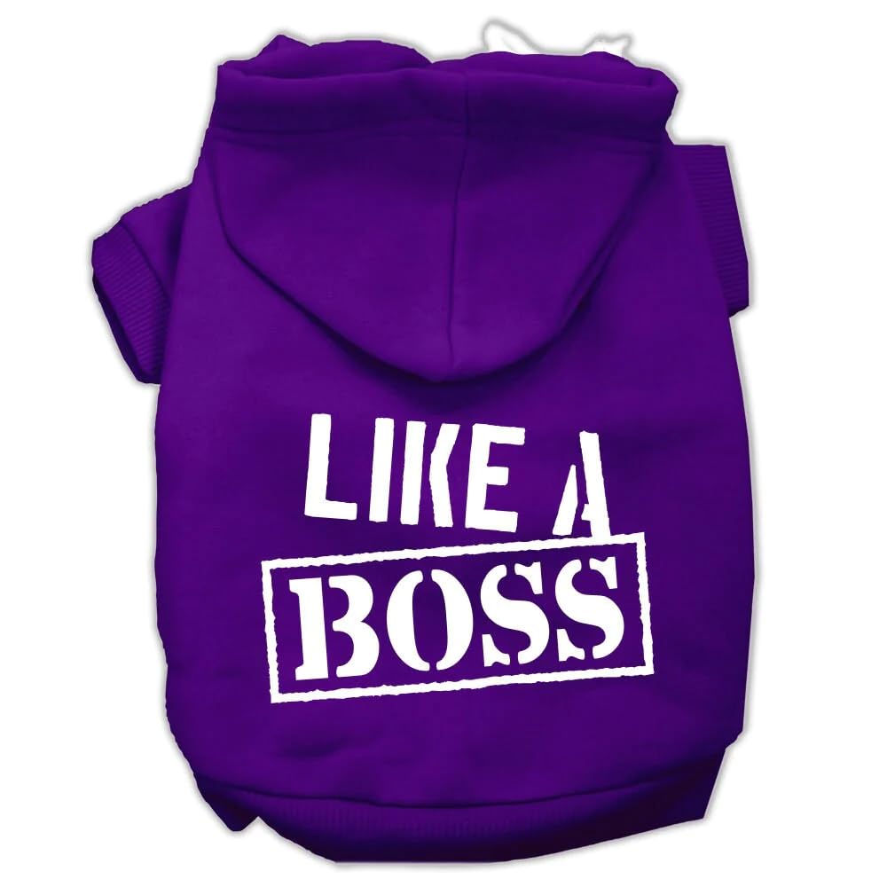 Mirage Pet Products 10&quot; Like a Boss Screen Print Pet Hoodie, Small, Bright Pink