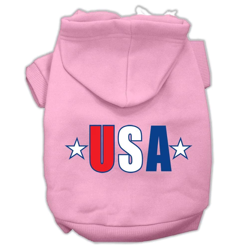 Pet Dog & Cat Hoodie Screen Printed, 'Usa Star' Baby Blue Xl (14-20 Lbs.)