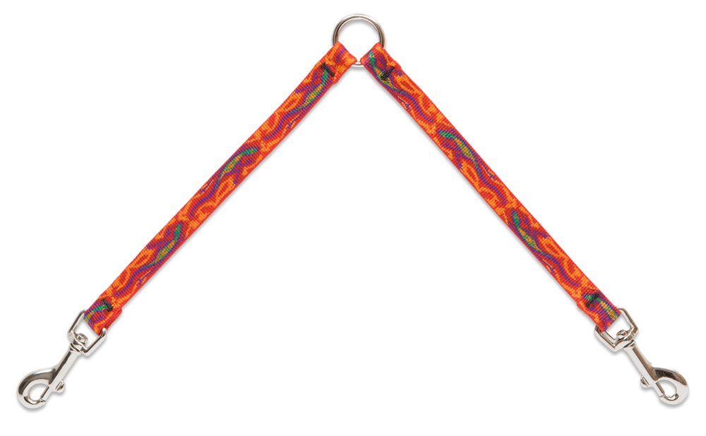 Coupler for Walking Two Small Dogs Together, 1/2'' Wide Go Go Gecko Design by Lupine, 18'' Long