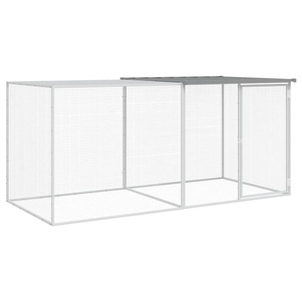 vidaXL Chicken Cage with Roof Light Grey Durable Galvanized Steel 80 in X 39 35.4 Escape Proof Latches Outdoor Poultry Enclosure