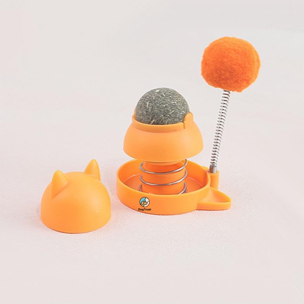 Dog Trust Rotating Catnip Ball Cat Toy  StickOn Wall Catnip Bubbles For Dental Care, Stress Relief & Playful Entertainment (Pa