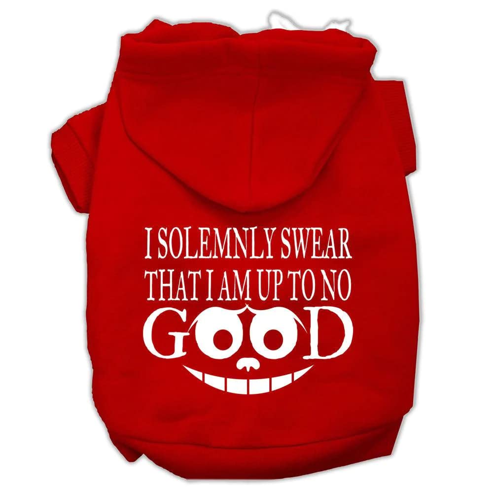 Pet Dog & Cat Hoodie Screen Printed, 'I Solemnly Swear That I Am Up To No Good' Red Lg (10-14 Lbs.)