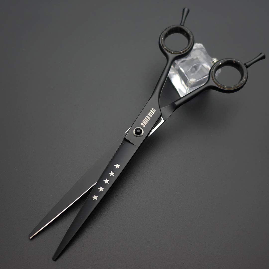 7.0 Inches Professional Dog Grooming Scissors Set Straight & Thinning & Curved & Chunkers & Comb 5Pcs In 1 Set For Left-Handed & Right Handed Black