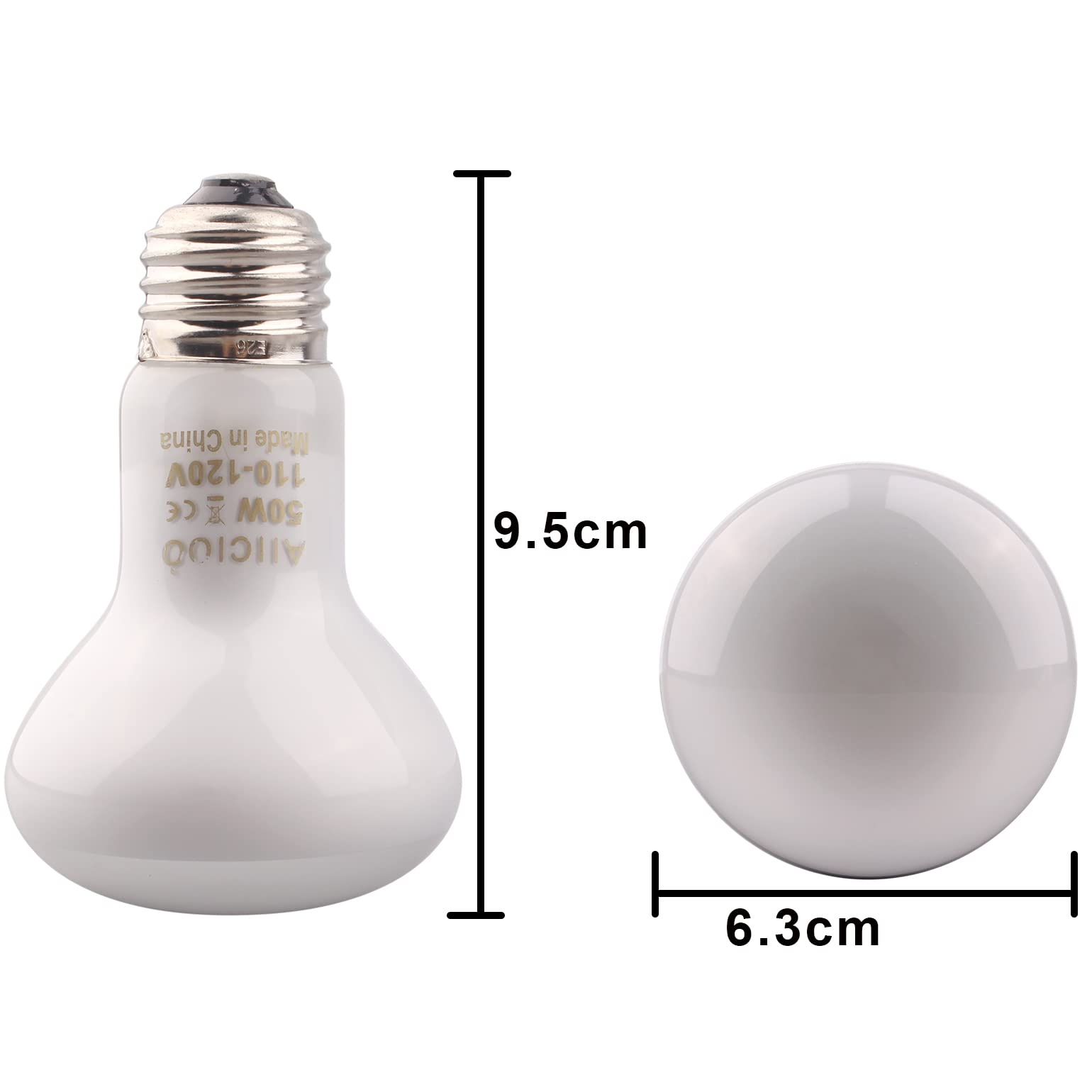 Aiicioo Reptile Basking Light Bulb - 50W Reptile Heat Lamp 2 Pack Uva Daylight Amphibians Basking Bulb For Bearded Dragon Turtle