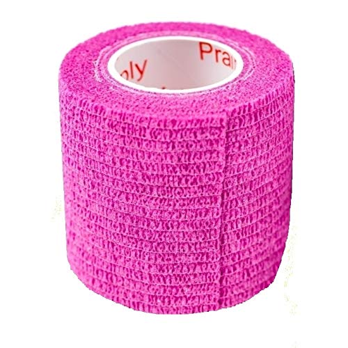 2 Inch Vet Wrap Tape Bulk (Fuchsia) (Pack of 12) Self Adhesive Adherent Adhering Flex Bandage Grip Roll for Dog Cat Pet Horse