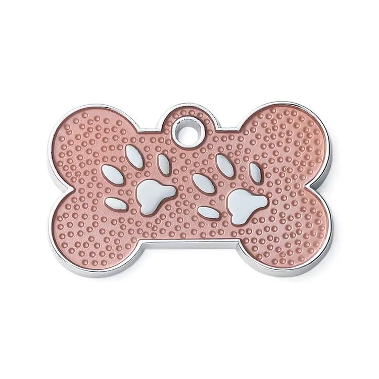 Personalized Paw Pet Id Tag For Collar Or Key Chain - Bone-Shaped-Small: Light Gold