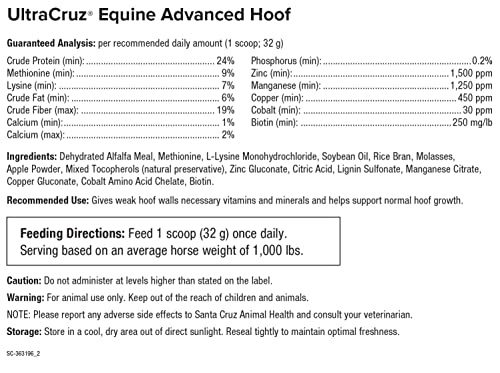 UltraCruz - sc-363196 Equine Advanced Hoof Supplement for Horses, 16 lb, Pellet (224 Day Supply)