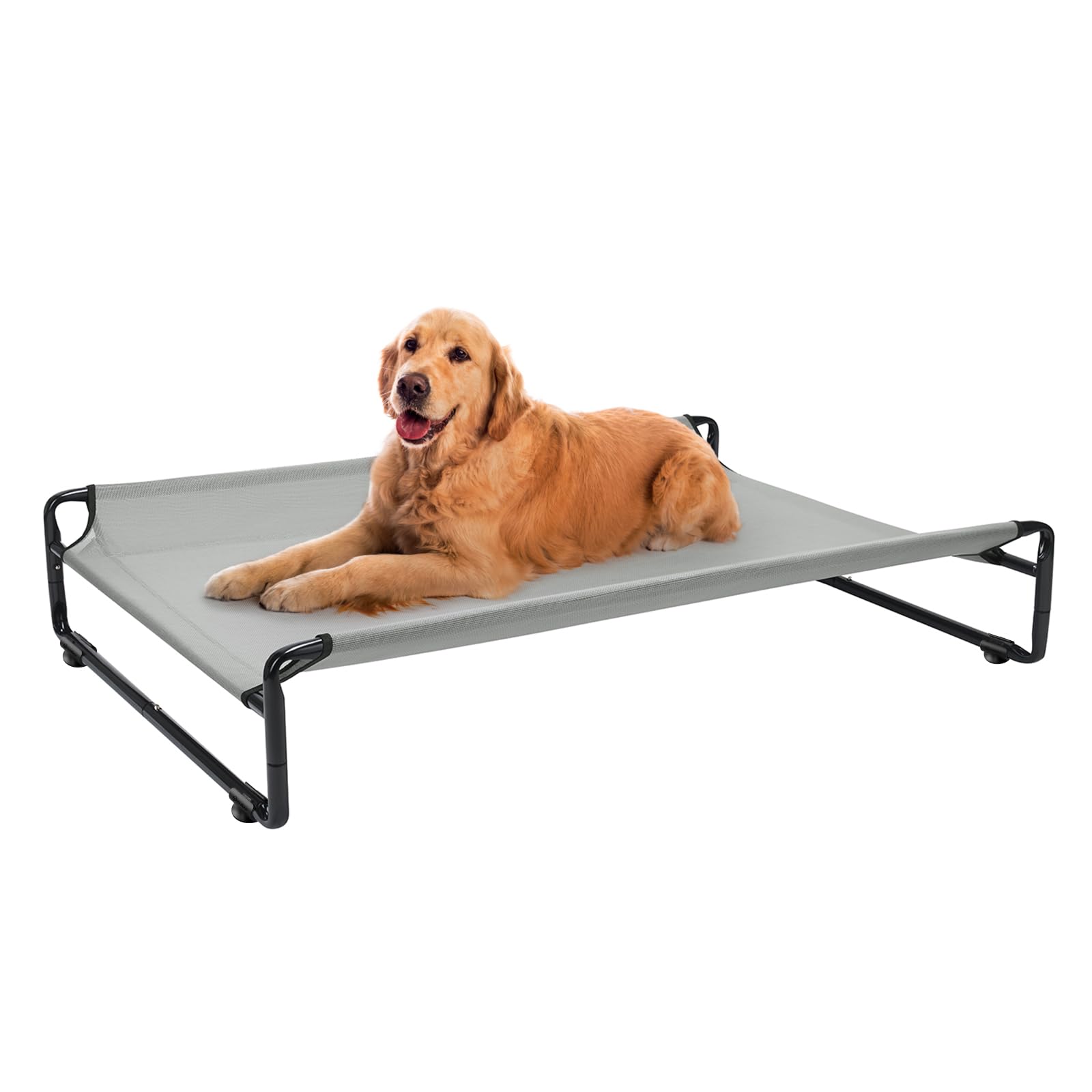 Veehoo Original Cooling Elevated Dog Bed, Outdoor Raised Dog Cots Bed For Large Dogs, Portable Standing Pet Bed With Washable Breathable Mesh, No-Slip Feet For Indoor Outdoor, Large, Grey, Cwc2201