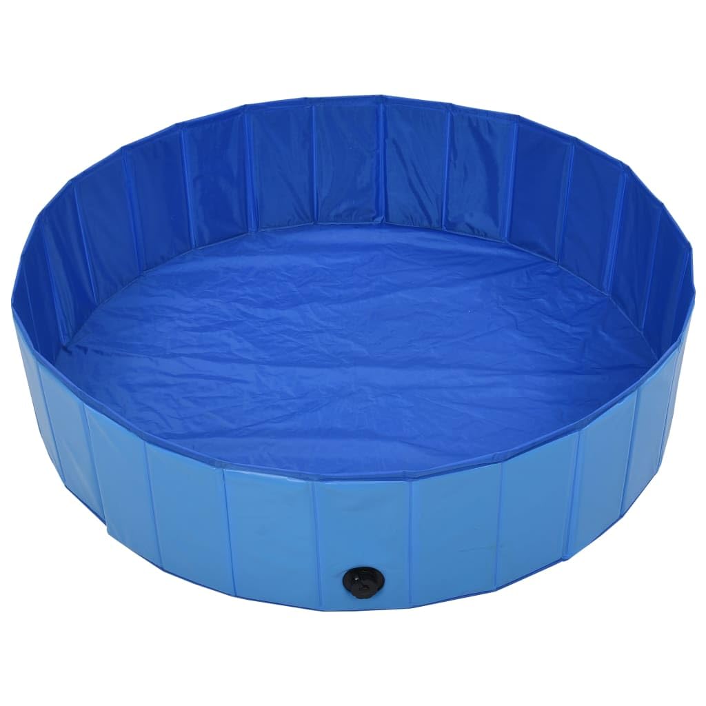 vidaXL Foldable Dog Swimming Pool - Blue 47.2"x11.8" - Premium PVC - Indoor/Outdoor Use - Cooling Summer Fun - Durable and Stable with Anti-Slip Surface for Pet Safety