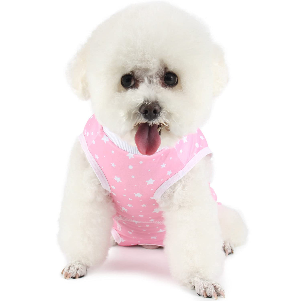 Etdane Dog Recovery Suit For Female Male Dog Onesie For Surgery Dog Surgical Suit After Spayed Dog Neuter Body Suits Fit Small Medium Dog With Pee Hole Pink Star/Large