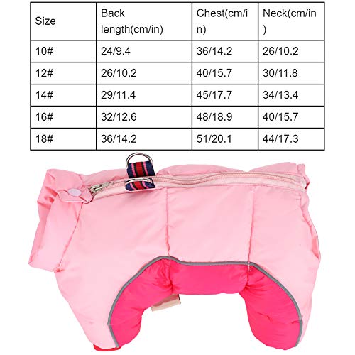 Winter Warm Dog Clothes Windproof Jacket Puppy 4 Four Legs Snowsuit Doggie Apparel Outfits Pink(10#)
