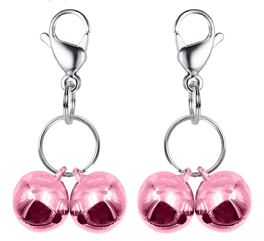 Ivia Pet 4 Sets Cat Bell For Dog Collar Charm Training Pet Pendant Accessories With 2 Pack Stainless Steel Dog Tag Clips(2 X-Small Pink)