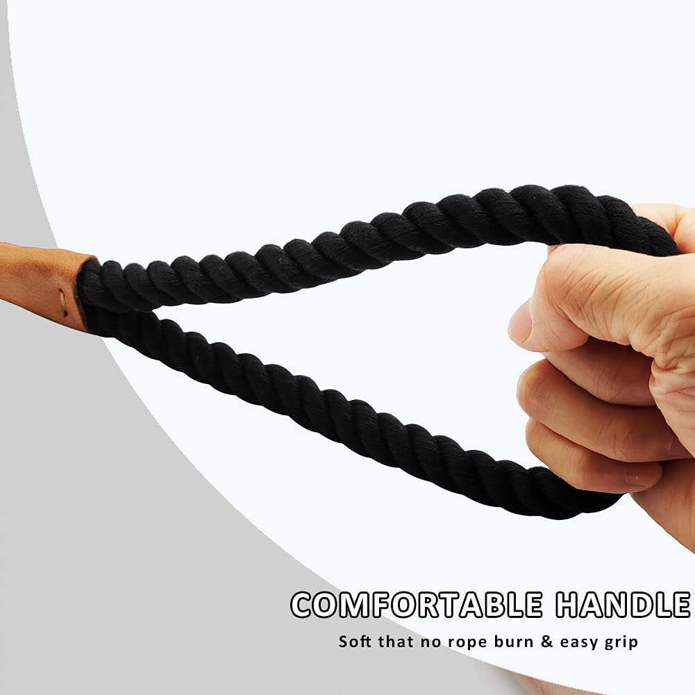 Btinesful Heavy Duty Cotton Rope Dog Leash 10 Ft, Strong Lead Soft Handle Pet Traction For Large Medium Animals Hiking, Camping, Exploring, Walking(1/2' X 10Ft, Black)