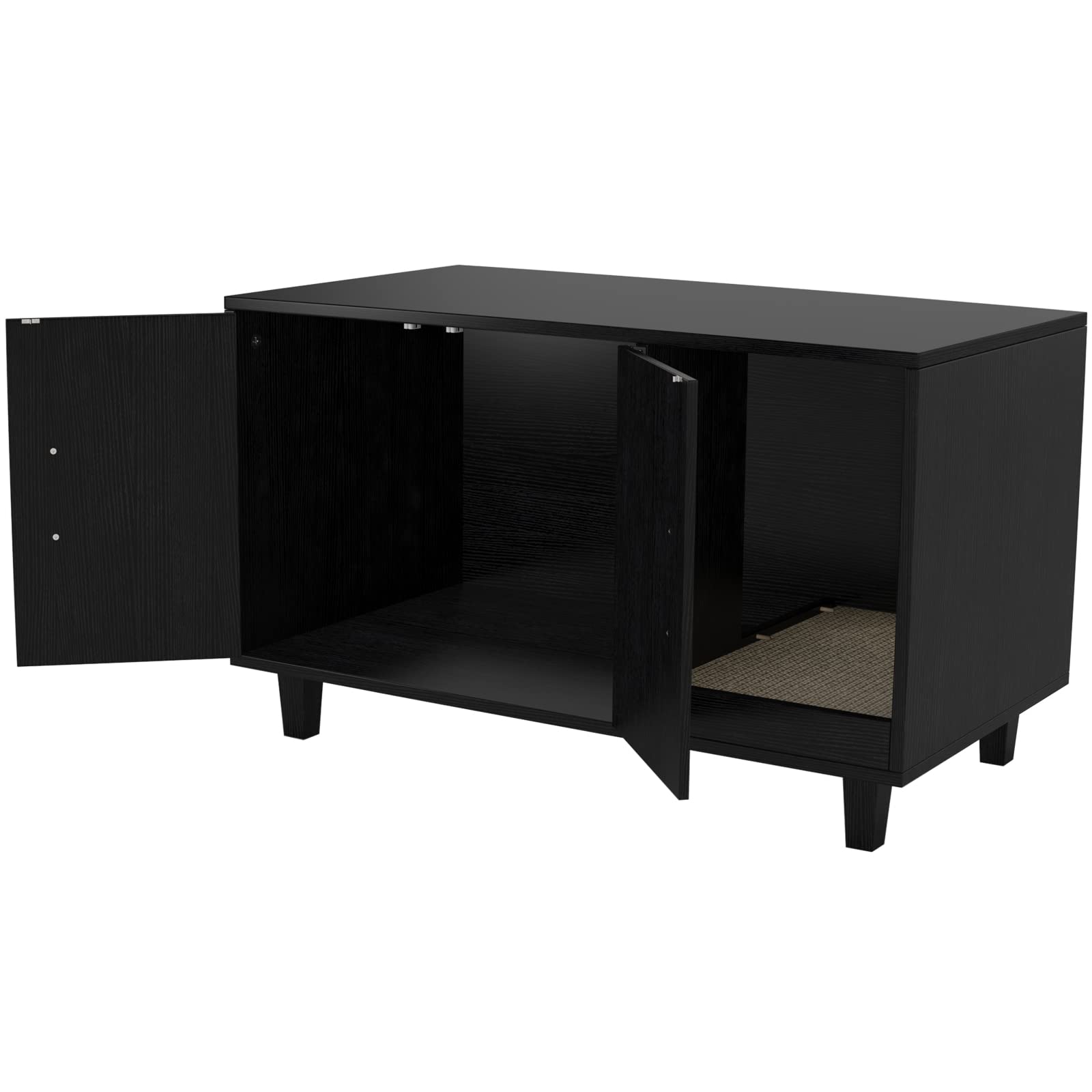 Gdlf Modern Wood Pet Crate Cat Washroom Hidden Litter Box Enclosure Furniture House As Table Nightstand With Scratch Pad,Stackab